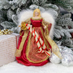 The Christmas Workshop 82000 Angel Tree Topper With Red & Gold Dress - thumbnail 4
