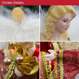 The Christmas Workshop 82000 Angel Tree Topper With Red & Gold Dress - thumbnail 9