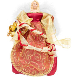The Christmas Workshop 82000 Angel Tree Topper With Red & Gold Dress - thumbnail 8