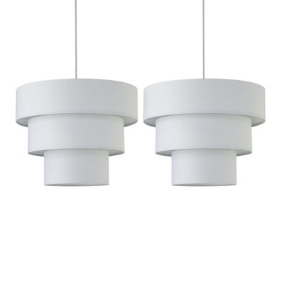 First Choice Lighting Set Of 2 Barty - White 38Cm Tiered Pendant Shades - image 1