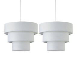 First Choice Lighting Set Of 2 Barty - White 38Cm Tiered Pendant Shades - thumbnail 1