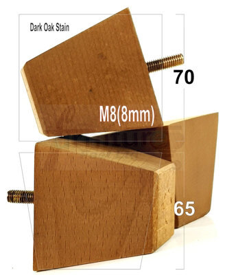 L&F 4X Wood Furniture Legs M8 65mm High Dark Oak Stain Replacement Sofa Feet Stools Chairs Sofas Cabinets Beds Pkc364 - image 1