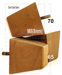 L&F 4X Wood Furniture Legs M8 65mm High Dark Oak Stain Replacement Sofa Feet Stools Chairs Sofas Cabinets Beds Pkc364 - thumbnail 1