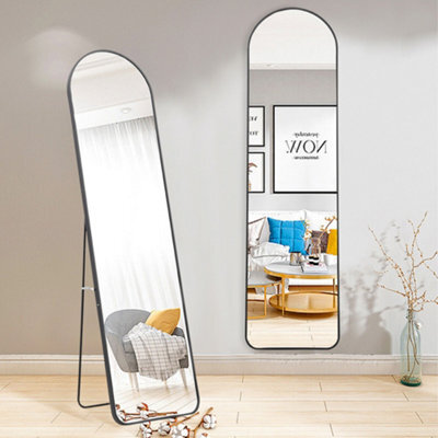 Living And Home Black Arch Metal Full Length Framed Mirror Freestanding Or Wall Mounted Mirror W 50 X H 150 Cm - image 1