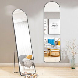 Living And Home Black Arch Metal Full Length Framed Mirror Freestanding Or Wall Mounted Mirror W 50 X H 150 Cm - thumbnail 1