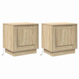 Berkfield Bedside Cabinets With Led Lights 2 Pcs Sonoma Oak 44X34,5X45 Cm - thumbnail 2
