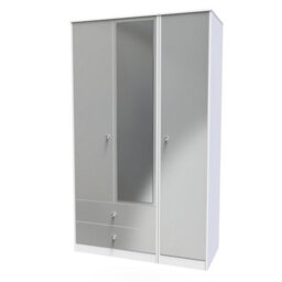 Taunton Triple Mirror Wardrobe With 2 Drawers In White (Ready Assembled) - thumbnail 3