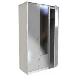 Taunton Triple Mirror Wardrobe With 2 Drawers In White (Ready Assembled) - thumbnail 6