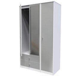 Taunton Triple Mirror Wardrobe With 2 Drawers In White (Ready Assembled) - thumbnail 5