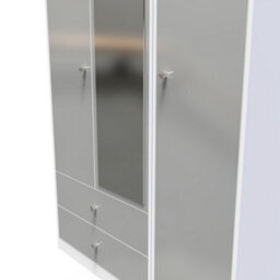 Taunton Triple Mirror Wardrobe With 2 Drawers In White (Ready Assembled) - thumbnail 4