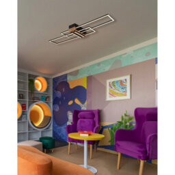 Luminosa Lighting Luminosa Dakari 100X25Cm Integrated Led Semi Flush Ceiling Light Matt Black 2X Led 3000K - thumbnail 6