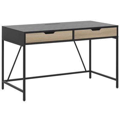 Beliani Home Office Desk Jena Black 120 Cm 60 Cm With Drawers - image 1