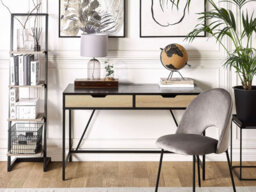 Beliani Home Office Desk Jena Black 120 Cm 60 Cm With Drawers - thumbnail 2