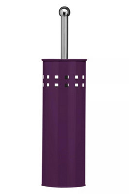 Orsina Purple Square Design Toilet Brush Holder, Black Bristle Lavatory Cleaner, Toilet Brush Set With Metal Handle - image 1