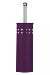 Orsina Purple Square Design Toilet Brush Holder, Black Bristle Lavatory Cleaner, Toilet Brush Set With Metal Handle