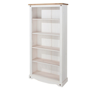 Carala Pine White Tall Bookcase White Painted Adjustable Shelves - image 1