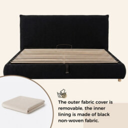 Modernluxe 6Ft Super King Bed, 180X200Cm, Ottoman Bed, With Tall Padded Headboard & Solid Wooden Legs, Velvet, Cream - thumbnail 9