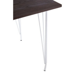 Orsina Large White Metal And Elm Wood Table, Versatile Square Table, Sturdy Outdoor Dining Table For Lawn, Patio - thumbnail 4