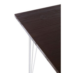 Orsina Large White Metal And Elm Wood Table, Versatile Square Table, Sturdy Outdoor Dining Table For Lawn, Patio - thumbnail 3