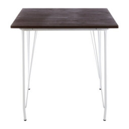 Orsina Large White Metal And Elm Wood Table, Versatile Square Table, Sturdy Outdoor Dining Table For Lawn, Patio - thumbnail 8