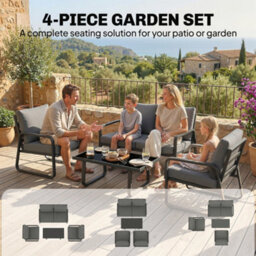 Outsunny 4 Piece Garden Furniture Set, Outdoor Sofa Set, Black - thumbnail 4