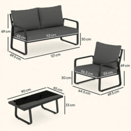 Outsunny 4 Piece Garden Furniture Set, Outdoor Sofa Set, Black - thumbnail 3