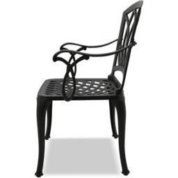 Homeology Prego Luxurious Garden And Patio Table And 4 Large Chairs With Armrests Cast Aluminium Bistro Set - Black - thumbnail 3