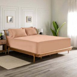 Ameha King Plain Dyed Fitted Sheet 40Cm- Extra Deep Pocket Peach Fitted Bed Sheets Soft Microfiber Bedding Sheet 152X200 Cm - thumbnail 9