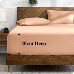 Ameha King Plain Dyed Fitted Sheet 40Cm- Extra Deep Pocket Peach Fitted Bed Sheets Soft Microfiber Bedding Sheet 152X200 Cm - thumbnail 3