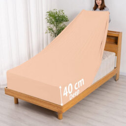 Ameha King Plain Dyed Fitted Sheet 40Cm- Extra Deep Pocket Peach Fitted Bed Sheets Soft Microfiber Bedding Sheet 152X200 Cm - thumbnail 2