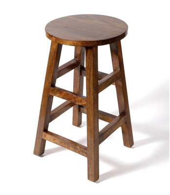 Elm Home And Garden Solid Mango Wood Dark Breakfast Bar Kitchen Pub Café Stool Wooden H 70 X W 38 X D 38 Cm - image 1
