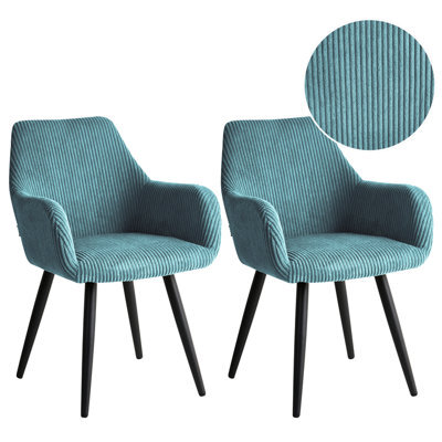 Beliani Set Of 2 Dining Chairs Mori Corduroy Turquoise - image 1