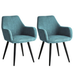 Beliani Set Of 2 Dining Chairs Mori Corduroy Turquoise - thumbnail 4