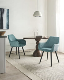 Beliani Set Of 2 Dining Chairs Mori Corduroy Turquoise - thumbnail 2