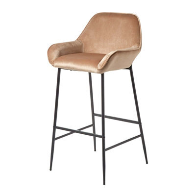 Homescapes Eton Velvet Bar Stool Champagne - image 1