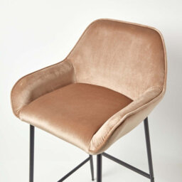 Homescapes Eton Velvet Bar Stool Champagne - thumbnail 3