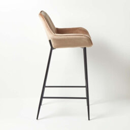 Homescapes Eton Velvet Bar Stool Champagne - thumbnail 4