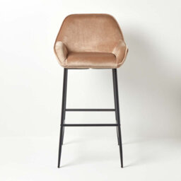 Homescapes Eton Velvet Bar Stool Champagne - thumbnail 2