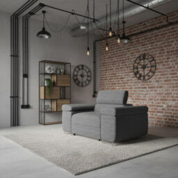 Torezio Armchair With Adjustable Headrests Living Room Upholstered Chipboard Frame Wave Spring 134X102X7090Cm Grey - thumbnail 3