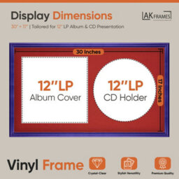 "30X17"" Purple Classic Vinyl Record Frame With Crimson Mount For 12 Inch Lp Album Cover & Disc - Ak Frames" - thumbnail 2