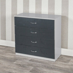 Urbn-Living Urbnliving Height 73Cm 4 Drawer Wooden Bedroom Chest Cabinet Modern Grey Carcass And Black Drawers Wide Storage Cupboard Closet - thumbnail 1