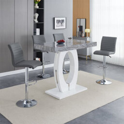 Furniture in Fashion Halo Melange High Gloss Bar Table With 4 Ripple Grey Stools