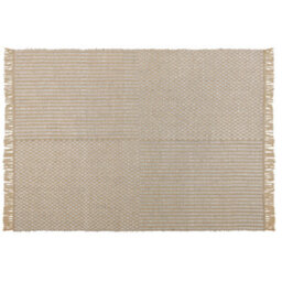 Beliani Hand-Woven Beige Cotton And Jute Rug 140 X 200 Cm With Fringed Edges For Boho Living Rooms And Bedrooms - thumbnail 1