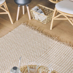 Beliani Hand-Woven Beige Cotton And Jute Rug 140 X 200 Cm With Fringed Edges For Boho Living Rooms And Bedrooms - thumbnail 2