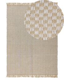 Beliani Hand-Woven Beige Cotton And Jute Rug 140 X 200 Cm With Fringed Edges For Boho Living Rooms And Bedrooms - thumbnail 3