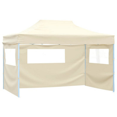 Walplus Professional Folding Party Tent Garden Gazebo Canopy With 3 Sidewalls 3X4 M Steel Cream - image 1