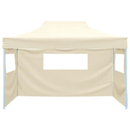 Walplus Professional Folding Party Tent Garden Gazebo Canopy With 3 Sidewalls 3X4 M Steel Cream - thumbnail 2