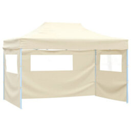 Walplus Professional Folding Party Tent Garden Gazebo Canopy With 3 Sidewalls 3X4 M Steel Cream - thumbnail 1