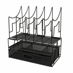 Black Desk Storage Rack Drawer-Style File Document Organizer - thumbnail 1