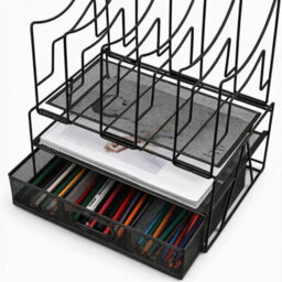 Black Desk Storage Rack Drawer-Style File Document Organizer - thumbnail 5